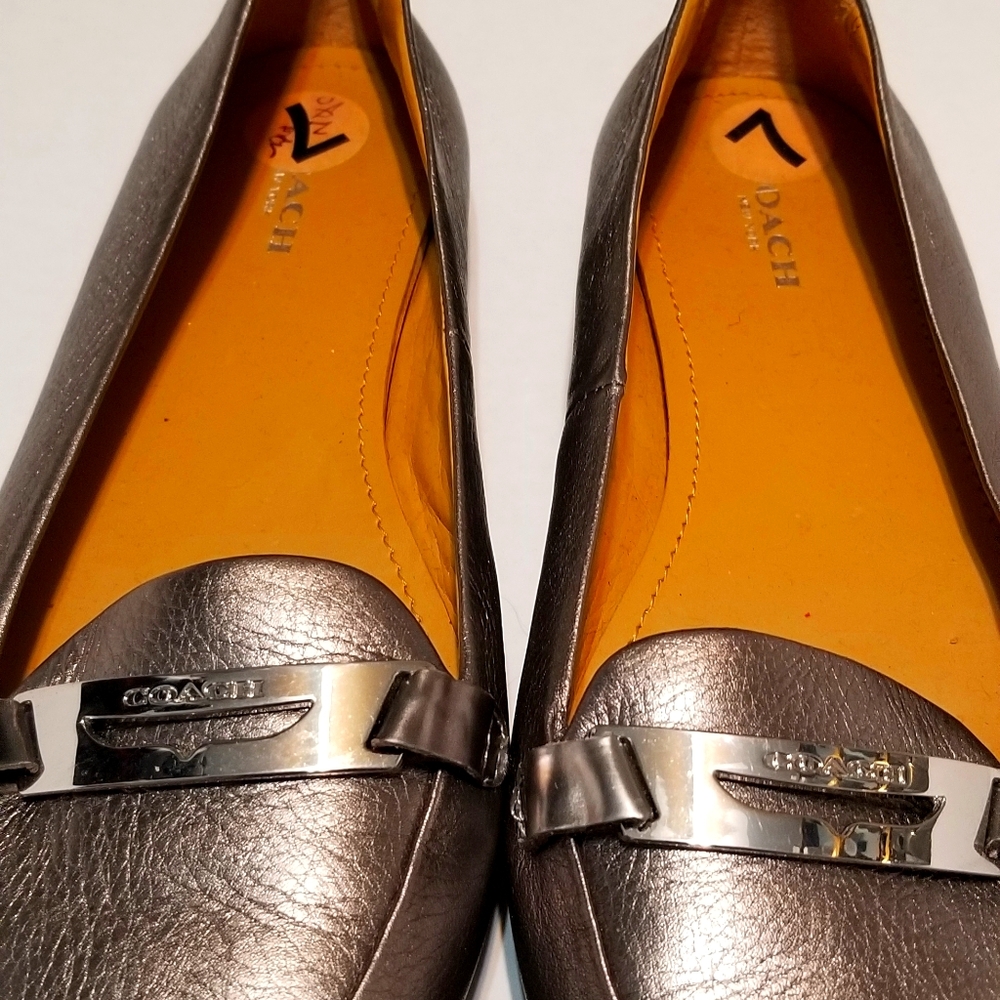 Coach Pewter metallic lead loafer